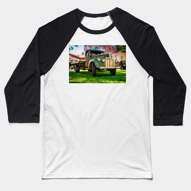 46 Ford Truck Flat Bed 5 Baseball T-Shirt by Robert Alsop